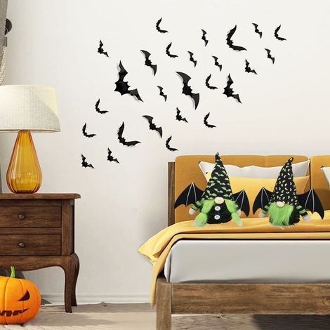 Set mit 2 Plüsch-Halloween-Gnomen mit Fledermausflügeln zur Dekoration von Etageren - Schwedischer Tomte gesichtsloser Gnom, ideal für Halloween-Tischdekorationen. (1/5)