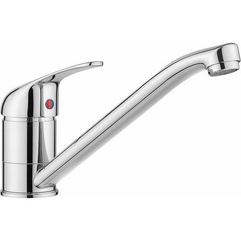 GABRIELLE Mitigeur d'évier de cuisine caravane monobloc levier supérieur long bec pivotant en laiton massif robinet traditionnel chrome (1/4)