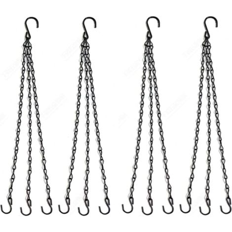 Lot 4 chaînes suspension paniers 40 cm – Noires – Pour pots fleurs, mangeoires, carillons