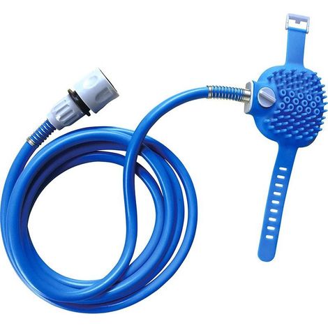EASYCOMFORT Gant de bain pour chien avec douchette – Brosse de toilettage en silicone avec tuyau et adaptateurs – Kit lavage intérieur/extérieur pour chiens et chats à poils courts et longs (1/5)