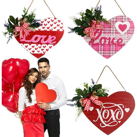 Décoration Porte Saint-Valentin - Panneau Accroche Porte Mur Fenêtre - Motif Cœur Texte Romantique - Lot de 1 (1/5)
