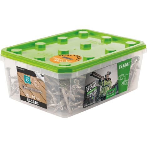 ESSBOX de 500 VBA DECK Tête Fraisée Réduite TX25 5X50 Inox A2 + 1 Embout 12 Plots (1/2)