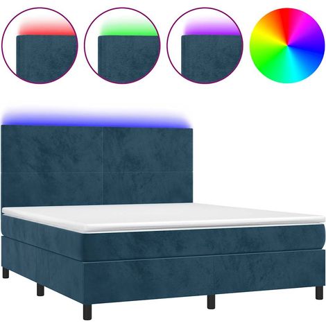 Maison Exclusive - Letto a Molle con Materasso e LED Blu Scuro 180x200 cm (1/5)