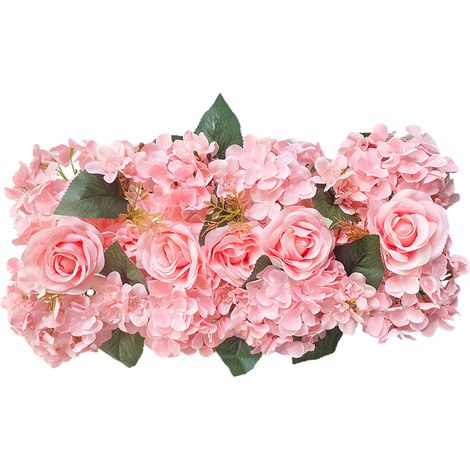 Rangée de fleurs de mariage, centre de table de salle à manger, décoration florale pour chemin, arrangement de fleurs artificielles, 52cm L X 28cm W, rose (1/5)