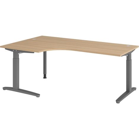 bümö Schreibtisch Serie-XB Eckform: 200 x 120 cm  Eiche Graphit