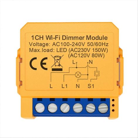 Module variateur WiFi Tuya pour maison connectée : compatible avec la commande unidirectionnelle, la commande vocale et la commande via application. (1/5)