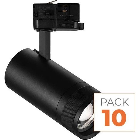 Pack de 10 - Spot LED sur Rail Noir Angle Ajustable Triphasé 30W 15-60° CCT TRIAC Dimmable - SILAMP (1/2)