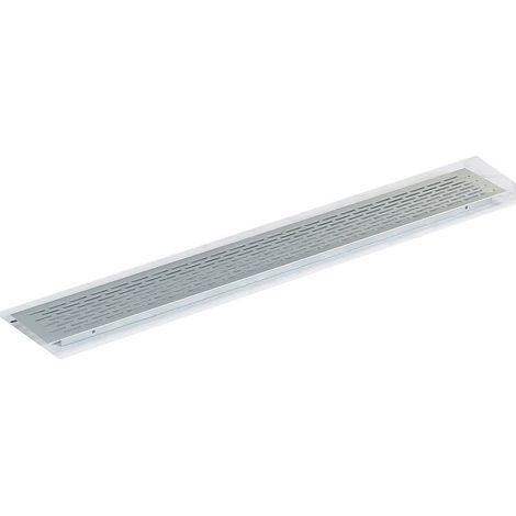 Itar – Grille aération VMC aluminium argent 225 mm – Encastrement 192 x 58 mm – Fixation encastrée pour ventilation intérieure
