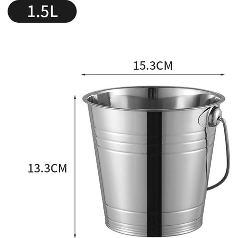 Eisbehälter aus Edelstahl, gewerblicher Eisbehälter für KTV-Bars, Champagner und Bier, dickwandiger und tragbarer Eisbehälter (1,5 Liter Eisbehälter in Naturfarbe) (1/5)