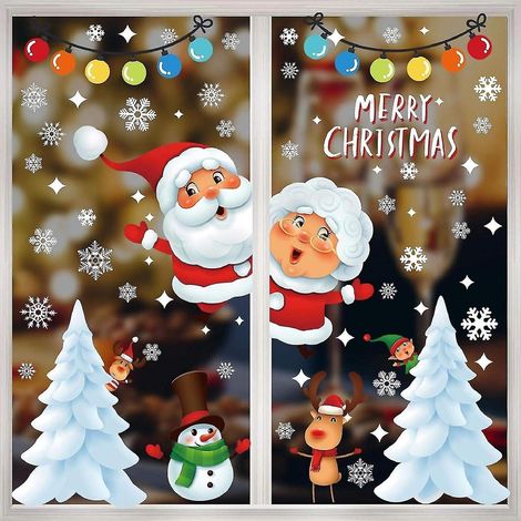 Autocollants décoratifs de Noël, autocollants pour fenêtres, décorations de Noël, fresques en verre, ornements de Noël (1/5)
