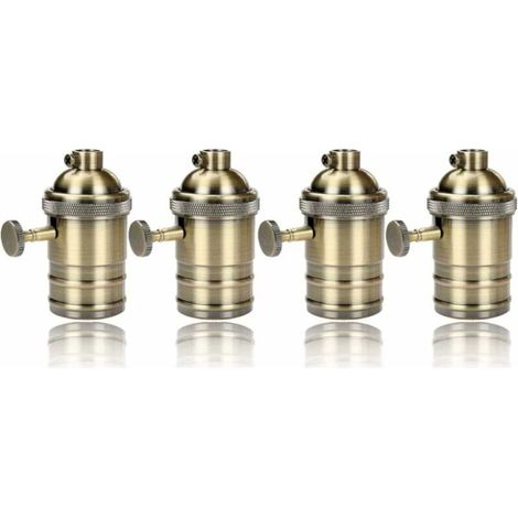 Lntyq 4 pièces Edison Douille Vintage E27 Adaptateur De Lampe avec interrupteur Rétro Vintage Lustre Sans Fil Laiton Antique