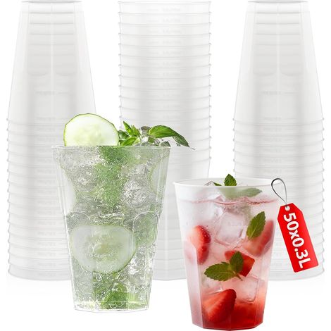Lot de 50 Gobelets, 30cl, Base octogonale, Polypropylène, Sans BPA, Lave-vaisselle, Anniversaire (1/5)