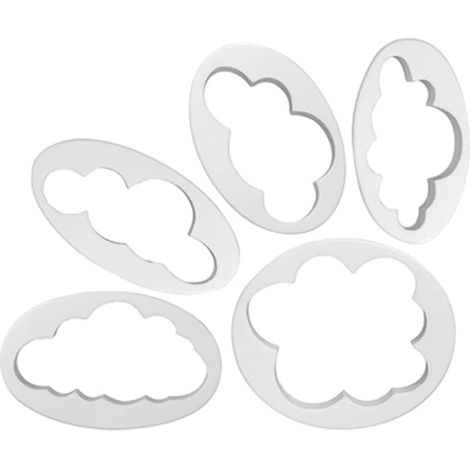 5 Pieces Cookie Cutter, Cloud Mould Cake Mould Balloon Cutter Fondant Mold Biscuit Mould Plastic Cookie Cutter Fondant Mold for Biscuit Pastry Fondant Cake Decoration (1/5)