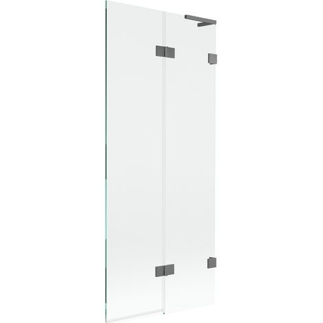 Mexen Lunar L paroi de baignoire 2 volets droite 80 x 150 cm, transparent, métal canon - 897L-080-100-95-00-P (1/5)