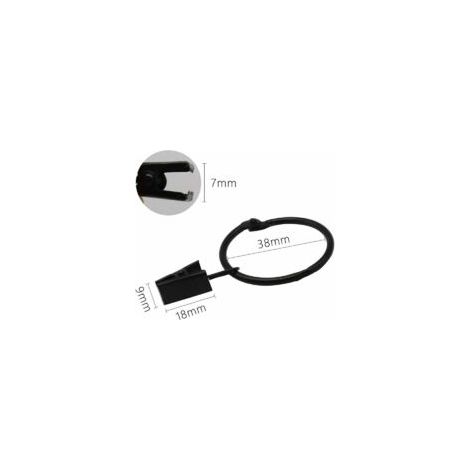 20 anillas metálicas para cortinas, de fácil apertura y cierre, diámetro interior de 38 mm, para cortinas pesadas y ligeras (negro) - Crezuo