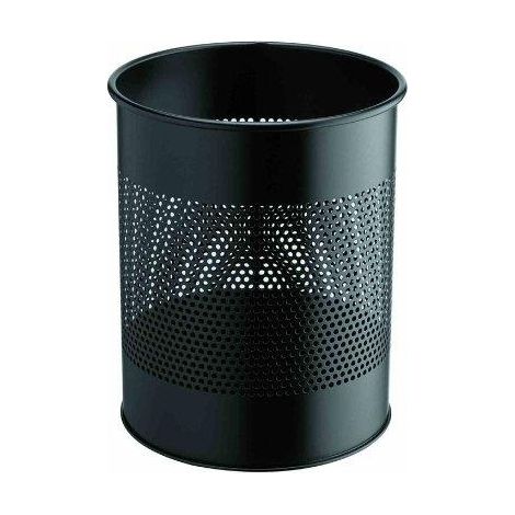 Durable Papelera Metálica Cilíndrica Negra 15 Litros (1/2)