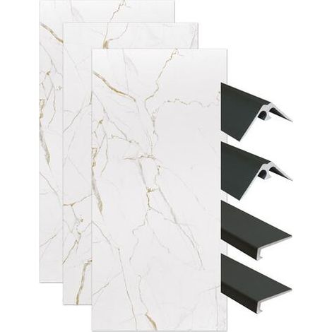 ONDEE - Kit instalación paneles murales nicho ORMA mármol blanco 120cm perfil negro (1/4)