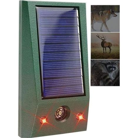 Répulsif à ultrasons pour chat avec détecteur de mouvement, 2021 IP58 étanche à l'eau solaire pour extérieur, lumière clignotan A221 (1/4)