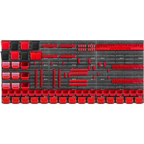KADAX Werkstattwandregal, Wandplatten, 174 x 78 cm, Rot, 100 tlg.