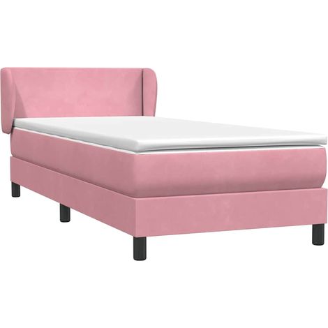 Maison Exclusive - Sommier à lattes de lit avec matelas rose 90x210 cm velours (1/5)