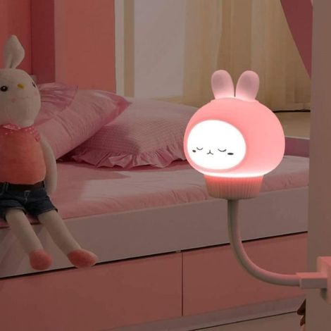 Veilleuse - Lapin - LED - Rose - USB - Enfant (1/4)