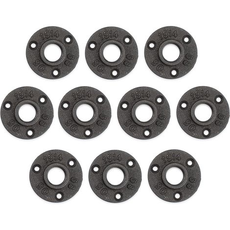 Lot de 10 brides de tuyau noires 3/4" avec 3 trous BSP Filetage métallique Support de tuyau en fonte malléable pour tuyaux industriels, meubles, bar, restaurant, hôtel et bricolage artisanal (1/5)