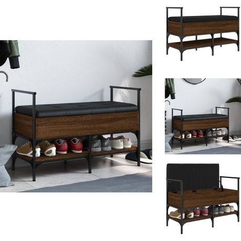 Banc à chaussures chêne marron 85,5x42x57,5cm bois d'ingénierie - Banc Chaussure - Banc Entrée - Meuble Rangement - Banc Coffre - Organisation Chaussures (1/5)