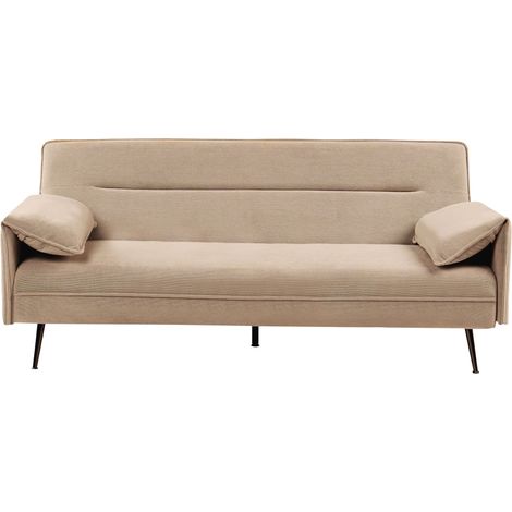 Schlafsofa 3-Sitzer VAYLA Stoff Hellbraun