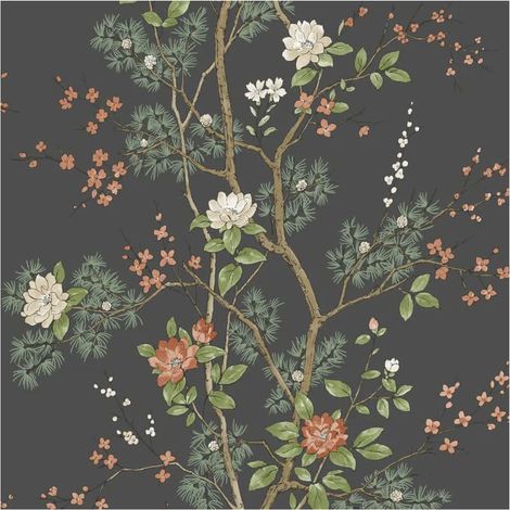 Belgravia Moda Designer Wallpaper Paste The Paper Bridget Floral Charcoal (1/4)