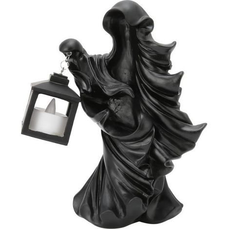 Garosa Gartenstatue LED Halloween Ornament Harz Hexenskulptur Laternenstatue für Feste (1/4)