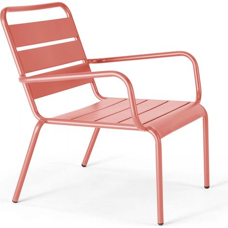 Fauteuil de jardin bas relax acier argile - Palavas (1/5)