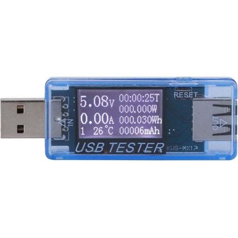 Voltmètre USB Numérique Testeur de Tension 8 en 1 Détecteur Courant 0-5A Puissance 0-150W 4-30V Bleu (1/4)