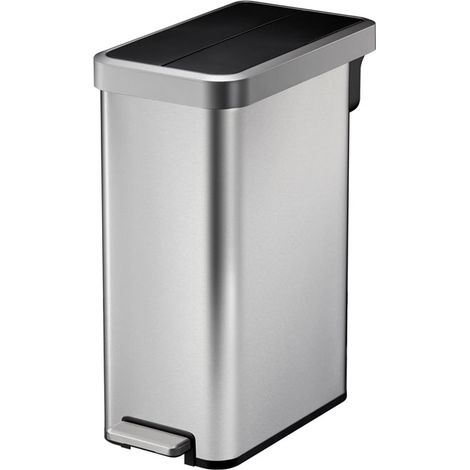 EKO - Poubelle à pédale Ecofly II 45 litres - Stainless steel Plastic - inox mat, noir