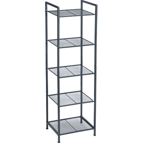 Songmics – Étagère murale en métal noir 5 niveaux – Grilles réglables en hauteur – Charge max 10 kg par niveau – Design industriel extensible (1/5)