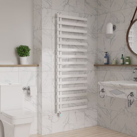 1600x600mm Electric Thermostatic Towel Rail Timer White (1/5)