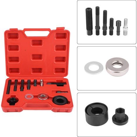 Ensemble d'installation de poulie, 12 pièces/ensemble Kit de démontage en acier au carbone haute résistance longue durée de vie mâchoire réversible pour remplacement de moteurs de voiture Ford (1/5)