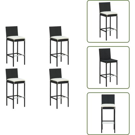 Tabourets de bar de jardin et coussins lot de 4 résine tressée - Tabourets De Bar - Chaises De Bar - Mobilier De Jardin - Chaise De Jardin - Résine Tressée (1/5)