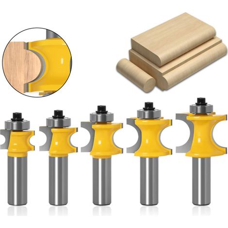 Juego de brocas para rebordear bordes con vástago de 1/2'' y brocas para enrutador de punta redondeada con cojinete de media caña (1/5)