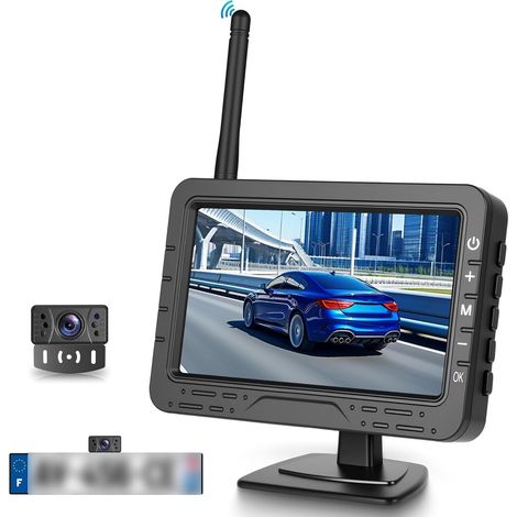 Caméra de Recul Sans Fil, 4.3 Pouces HD IPS Moniteur IP69 Imperméable Vision Nocturne, Grand Angle/Aide au Recul/Image Flip Caméra de Recul pour Camping Car Caravane Camions Remorques Coitures (1/5)