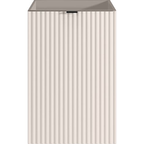 Meuble pour lave main strié porte réversible beige - H60 x L40 x P22 - VAHIRA (1/3)