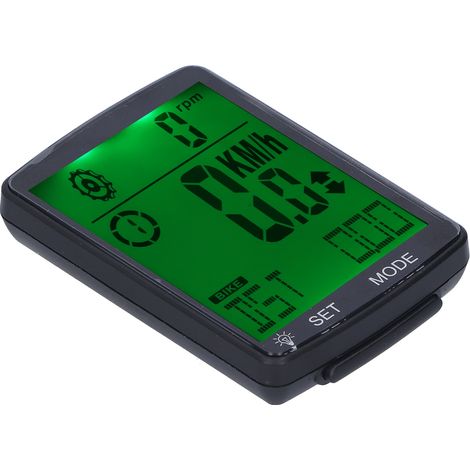 Compteur vélo 7cm écran LED lumineux chronomètre multifonction vitesse cycliste vert (1/5)