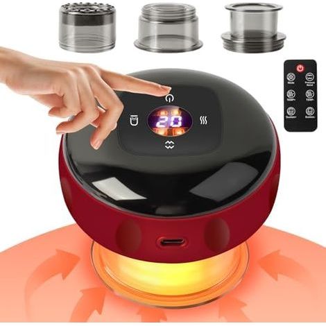 Ventouse électrique infrarouge, intelligente, 12 vitesses avec télécommande, ventouse intelligente, appareil de massage électrique pour guasha, réduit les douleurs musculaires, la détoxification (1/5)