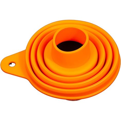 Entonnoir de cuisine pliable en silicone, anti-éclaboussures, avec support, orange (1/5)