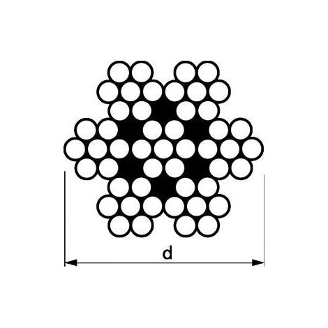 Mètre de Câble souple Diamètre 5 Inox A4 7X7 Charge de rupture 1400 kg (vendu au m)-1 pièce