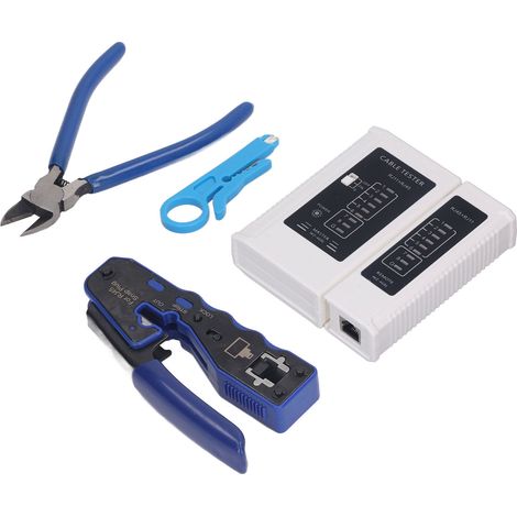RJ45-Crimpwerkzeug-Set, All-in-One-Crimpwerkzeug für Ethernet-Steckverbinder mit Durchgangsbohrung für Cat5e-, Cat6-, Cat6a- und 8P8C-Modularstecker (1/5)