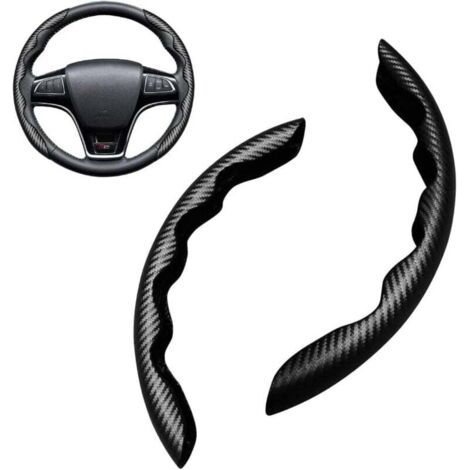 Processus Fibre Carbone Protection Volant Segmentée Universelle, Couvre Volant pour Voitures et Camions, Housse en Fibre de Carbone (Noir)