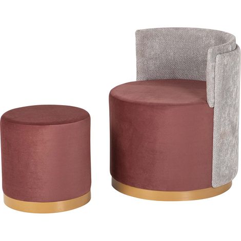 Samtsessel und Puff-Set 61X61X70 40X40X40 cm (1/5)