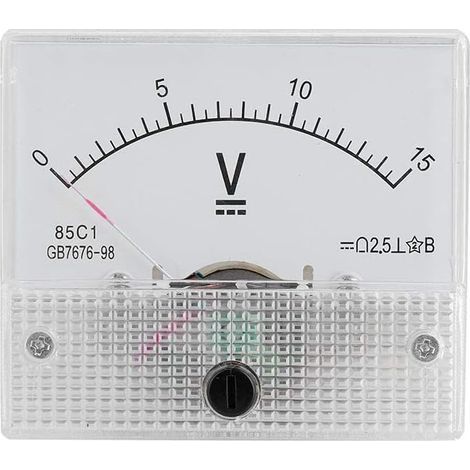 Mini voltmètre analogique de courant, ampèremètre professionnel, durable, tension de 2,5 mm, voltmètre CC 85, ampèremètre C1 (DC 0–15 V) (1/5)