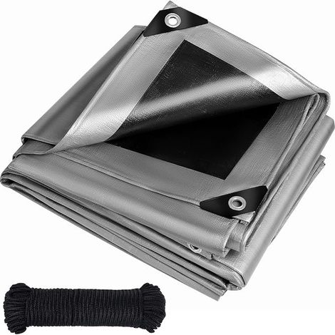 Bâche de protection 3 m x 4 m avec œillets - 260 g/m² - Imperméable - Tissu de protection - Résistant à la déchirure - Stabilisée aux UV - Pour meubles de jardin, trampoline (1/5)