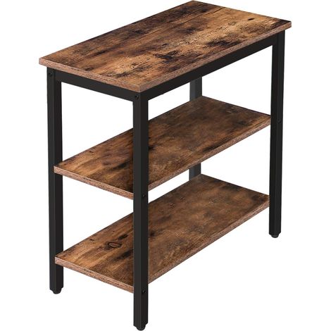 Table d'Appoint, Bout de Canapé à 3 Niveaux, Table de Chevet de Style Industriel, pour Salon, Chambre, Cuisine, Montage Facile, Cadre en Métal, Marron Rustique EBF14BZ01 (1/5)